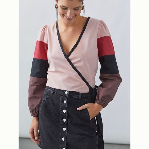 Anthropologie Forever that Girl Colorblocked Wrap Blouse | Size: S | NWT - Picture 1 of 9